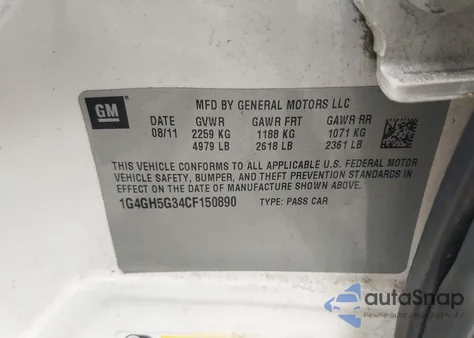 2012 Buick Lacrosse Premium 3 Group из США, поврежденный, VIN 1G4GH5G34CF150890